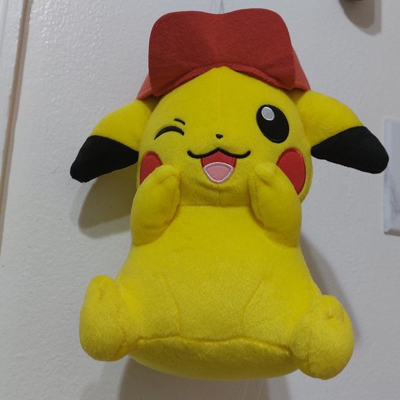 Pokemon The Movie Pikachu With Ash’s Hat Plush Yellow Smiling Cutie - Picture 6 of 11
